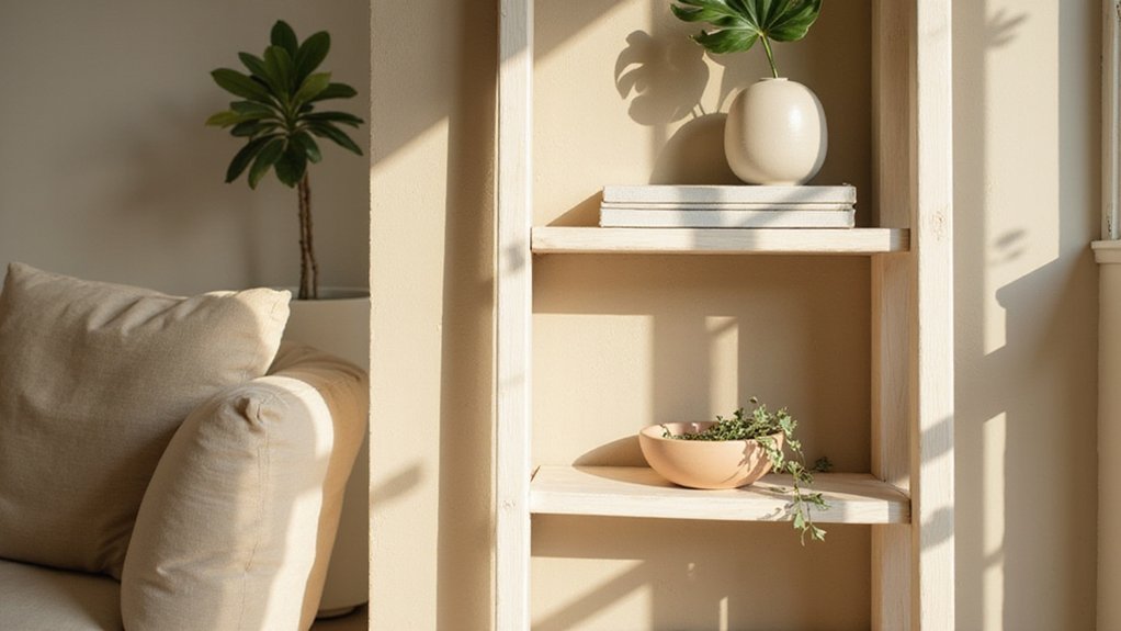 arrange decor on ladder
