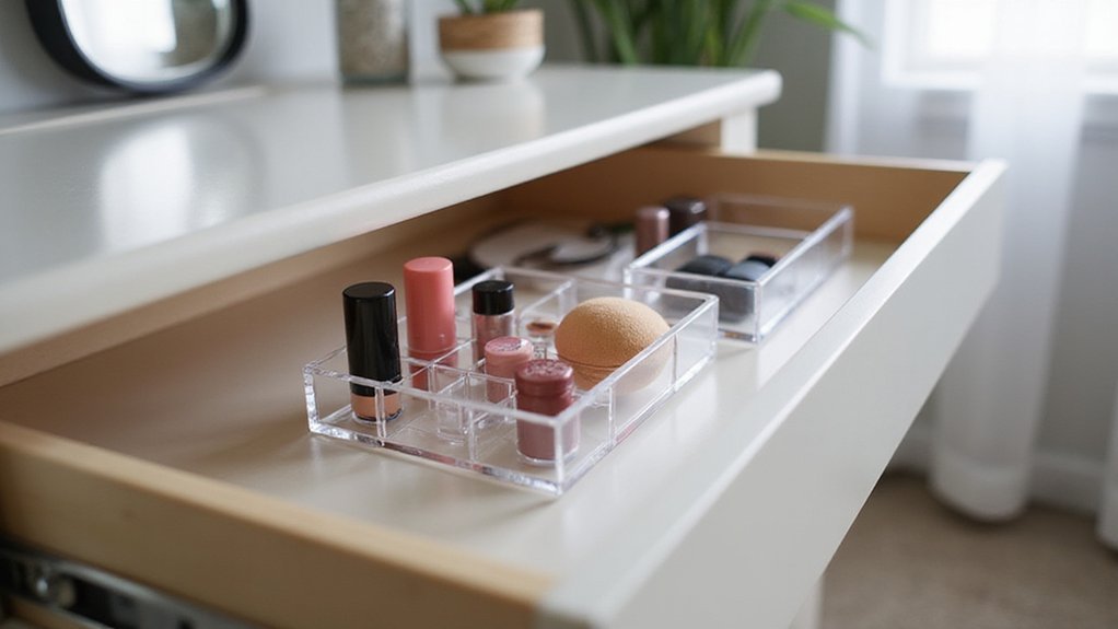 arrange makeup items systematically
