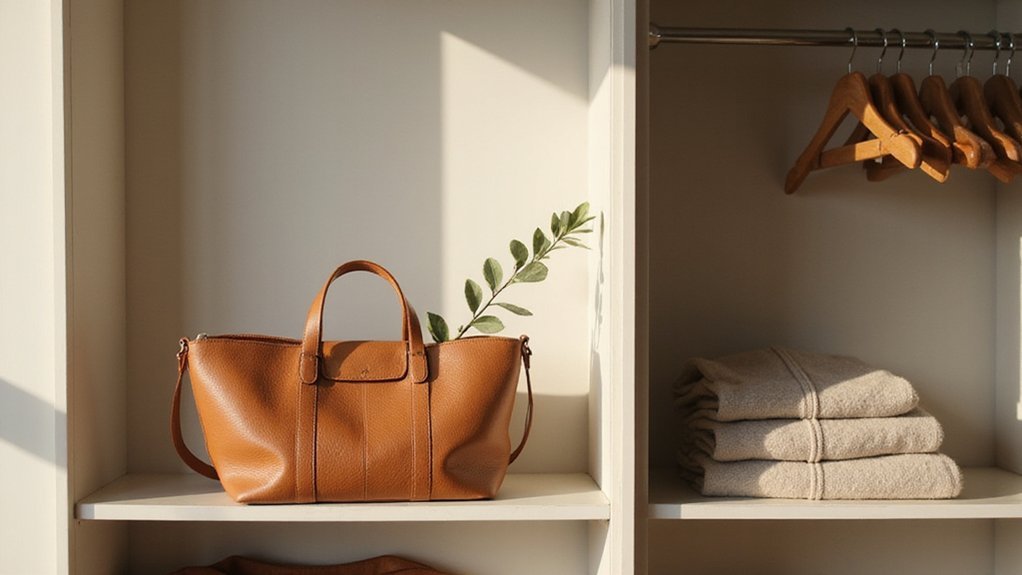 arrange purses neatly stored