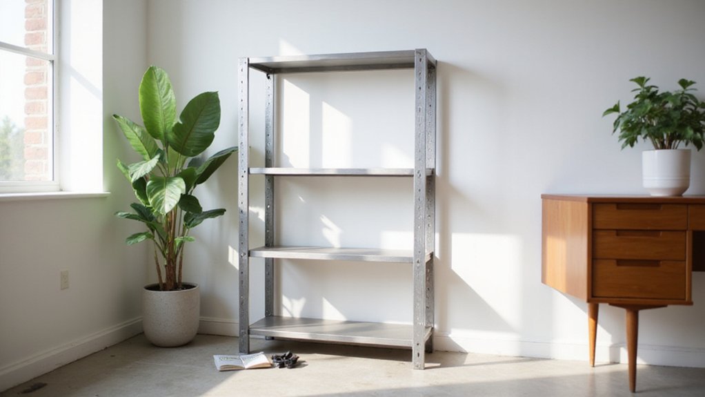 assemble metal shelving units