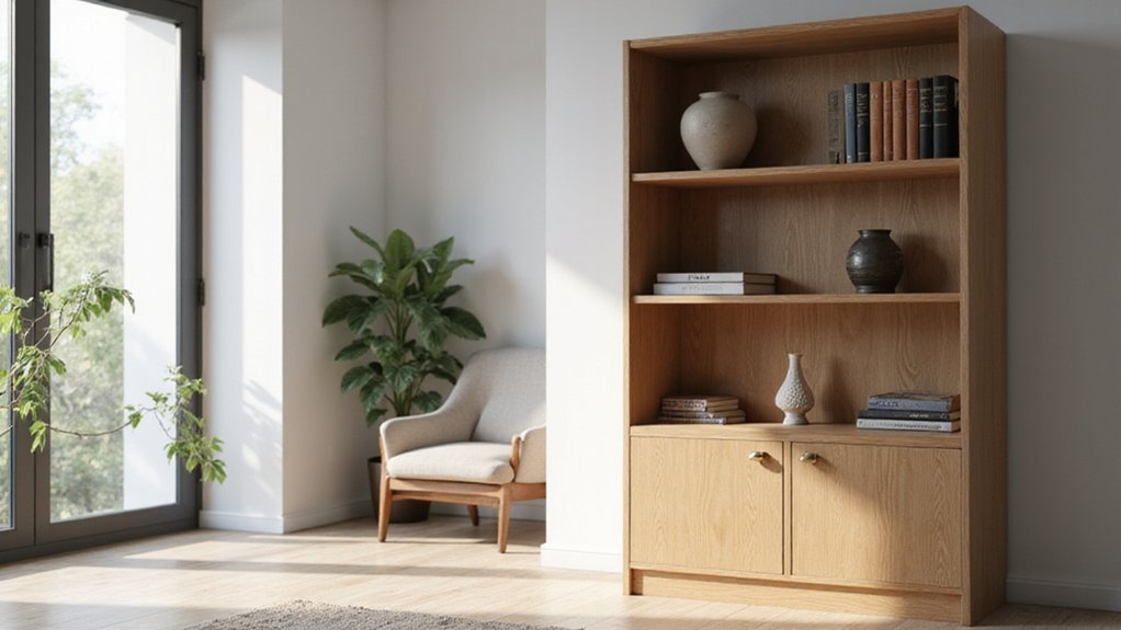 bookshelves with hidden storage