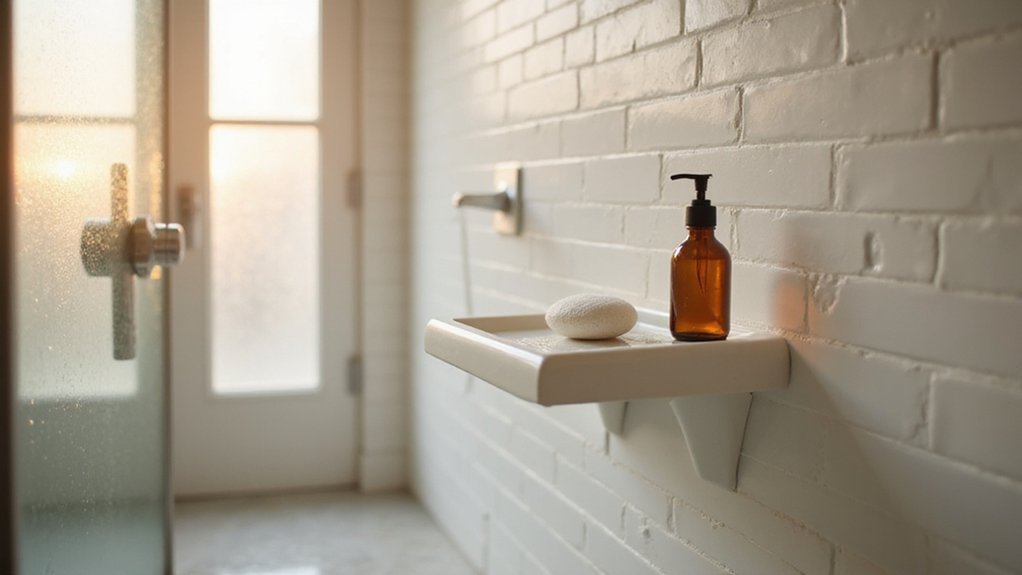 install tiled shower corner shelf
