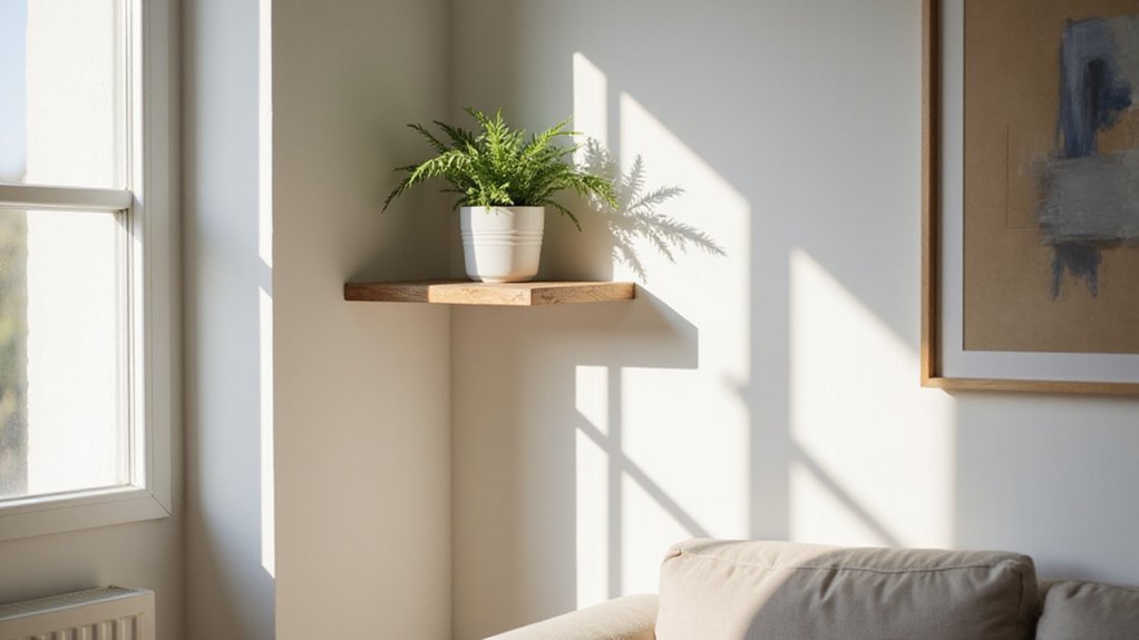 small space corner shelving