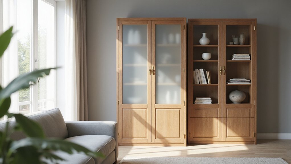 tall bookcases with doors
